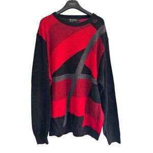 VTG St. Croix Men's Sz L Red Black Gray Abstract Geometric Knit Sweater USA
